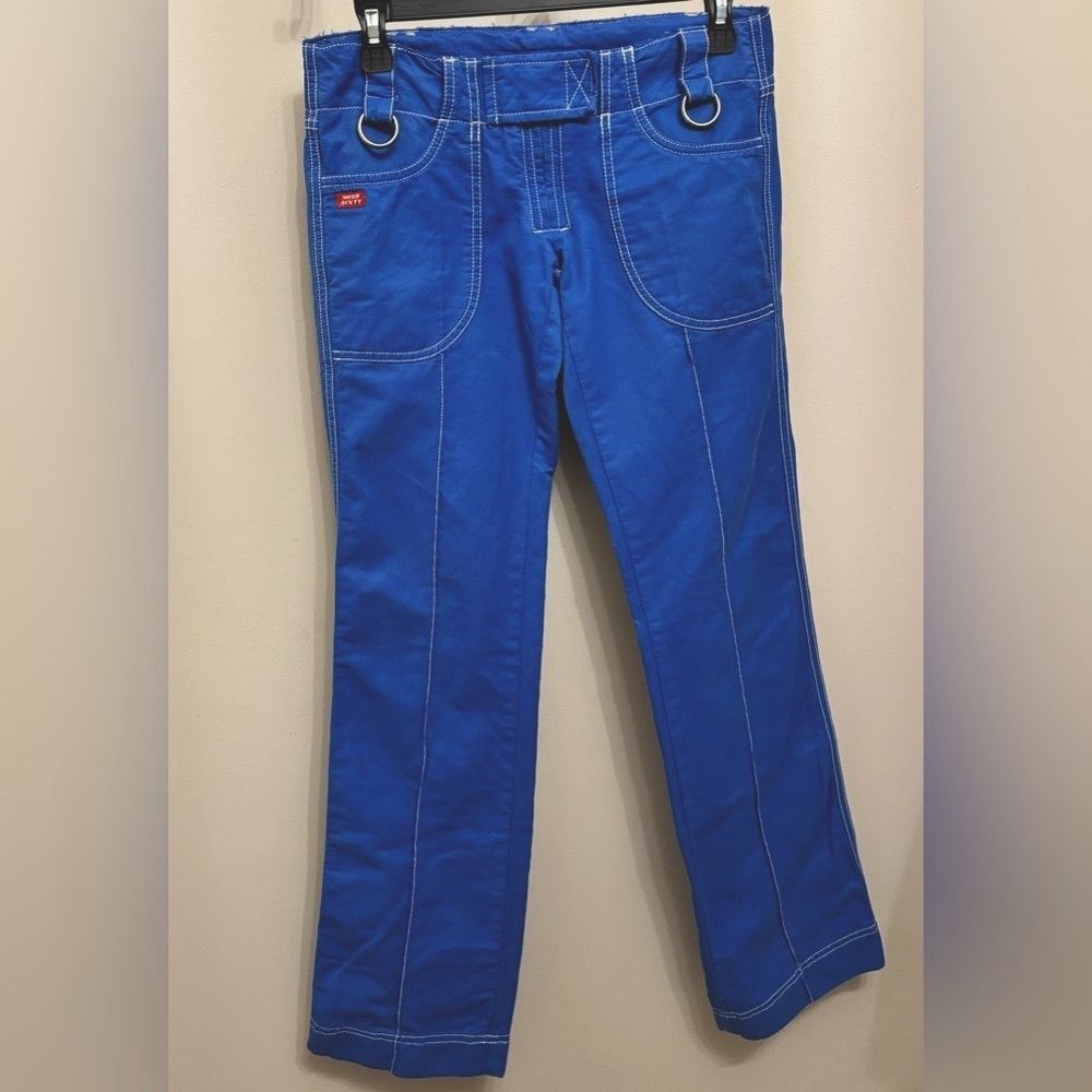 Miss Sixty Wide Leg Vintage Blue Stitching Details Zip Up  Pants Waist 28”